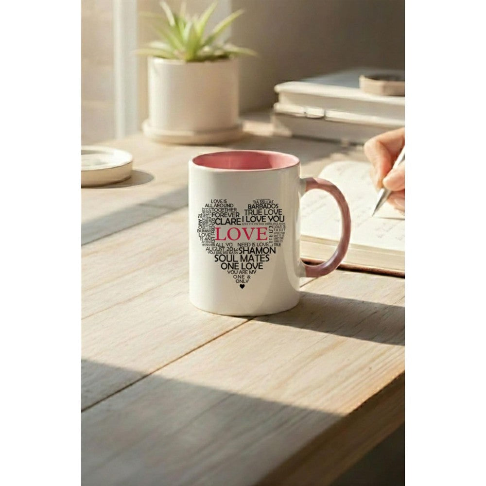 Love Typography Heart Printed Ceramic Mug Valentine’s Day Gift