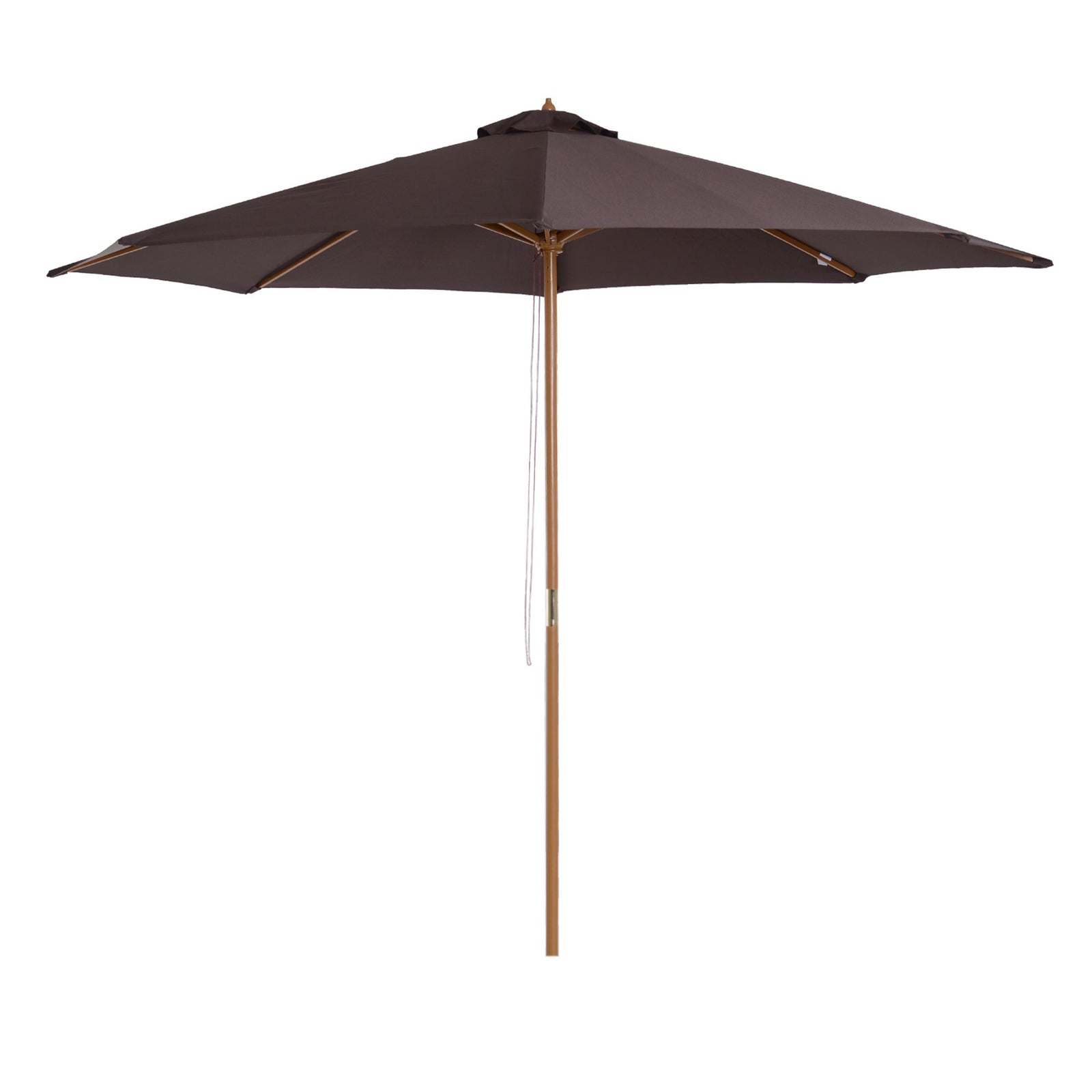 3m Wooden Bamboo Parasol Outdoor Umbrella Canopy | Brown
