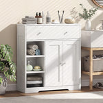 HOMCOM Bathroom Floor Cabinet, Bathroom Cabinet With Drawer And Door, White