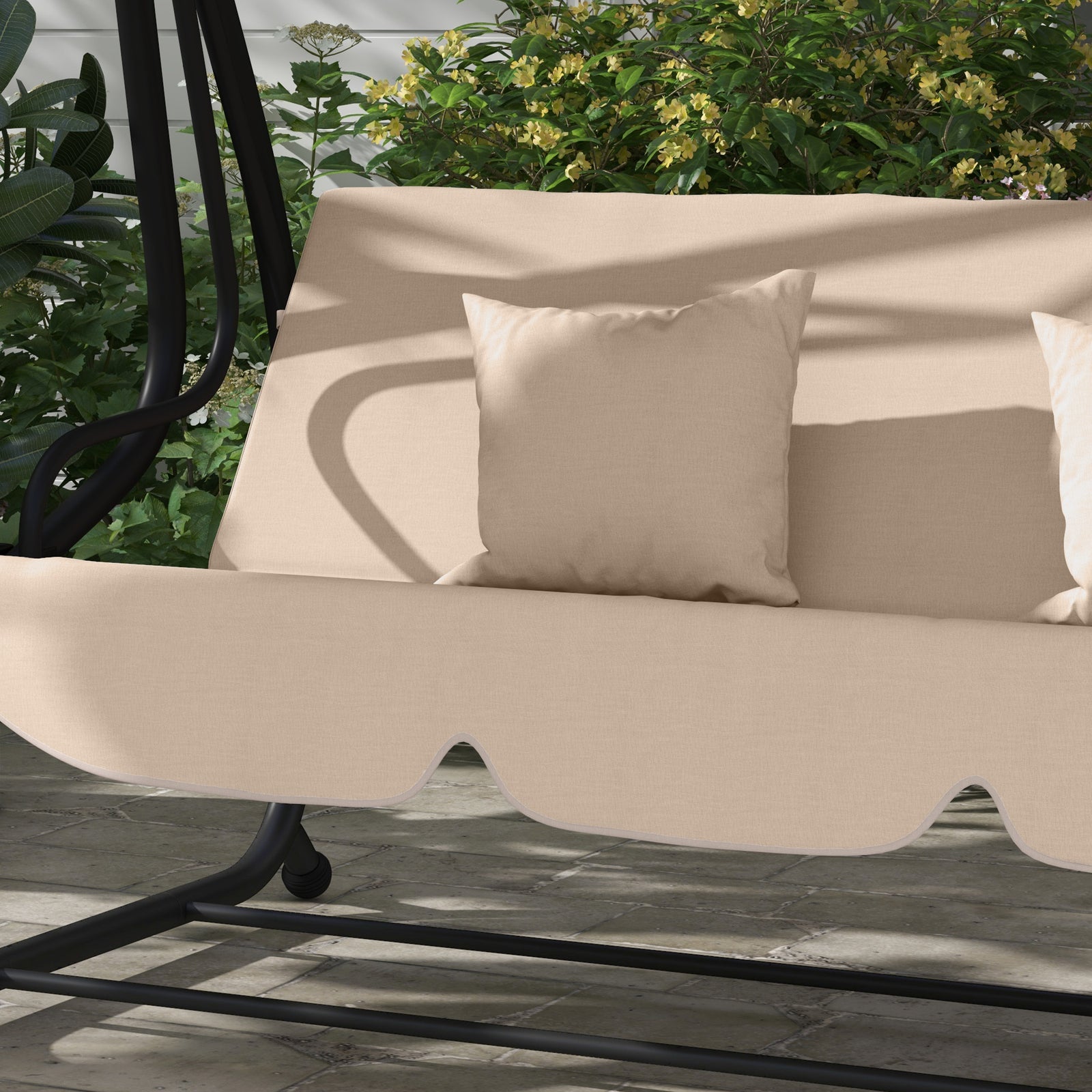 2-in-1 Garden Swing Seat Bed With Tilting Canopy & 2 Pillows