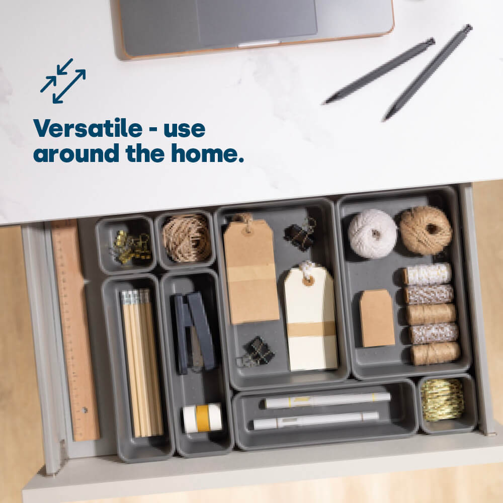 8pc Interlocking Drawer Organiser Grey