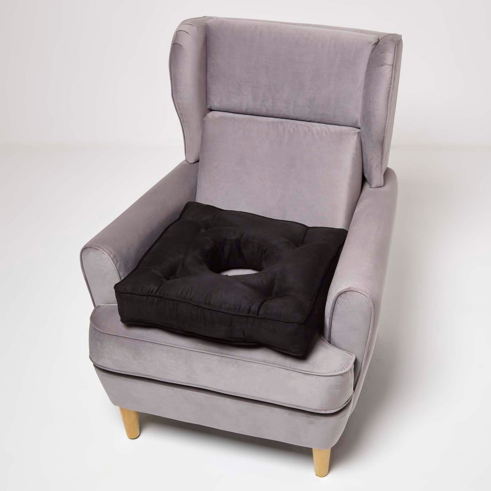 Faux Suede Coccyx Armchair Cushion | 50cm x 50cm | Black