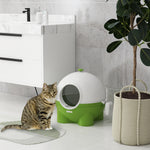 Large Cat Litter Box, Hooded Tray W/ Scoop | Green