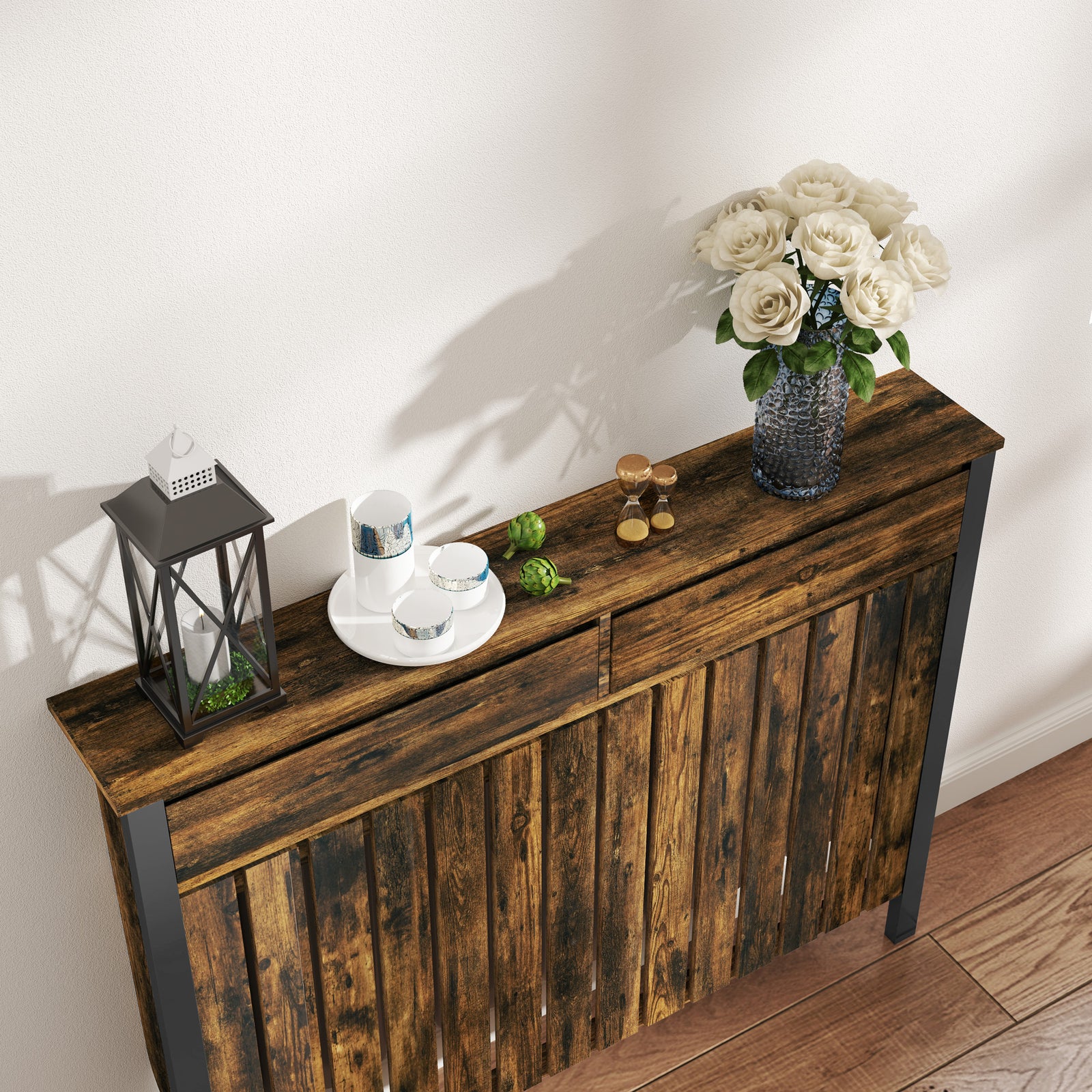 Radiator Cover With Drawer And Vertical Slats