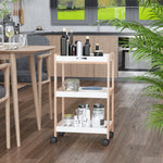 Mobile Trolley With Pine Wood, 3 Tier