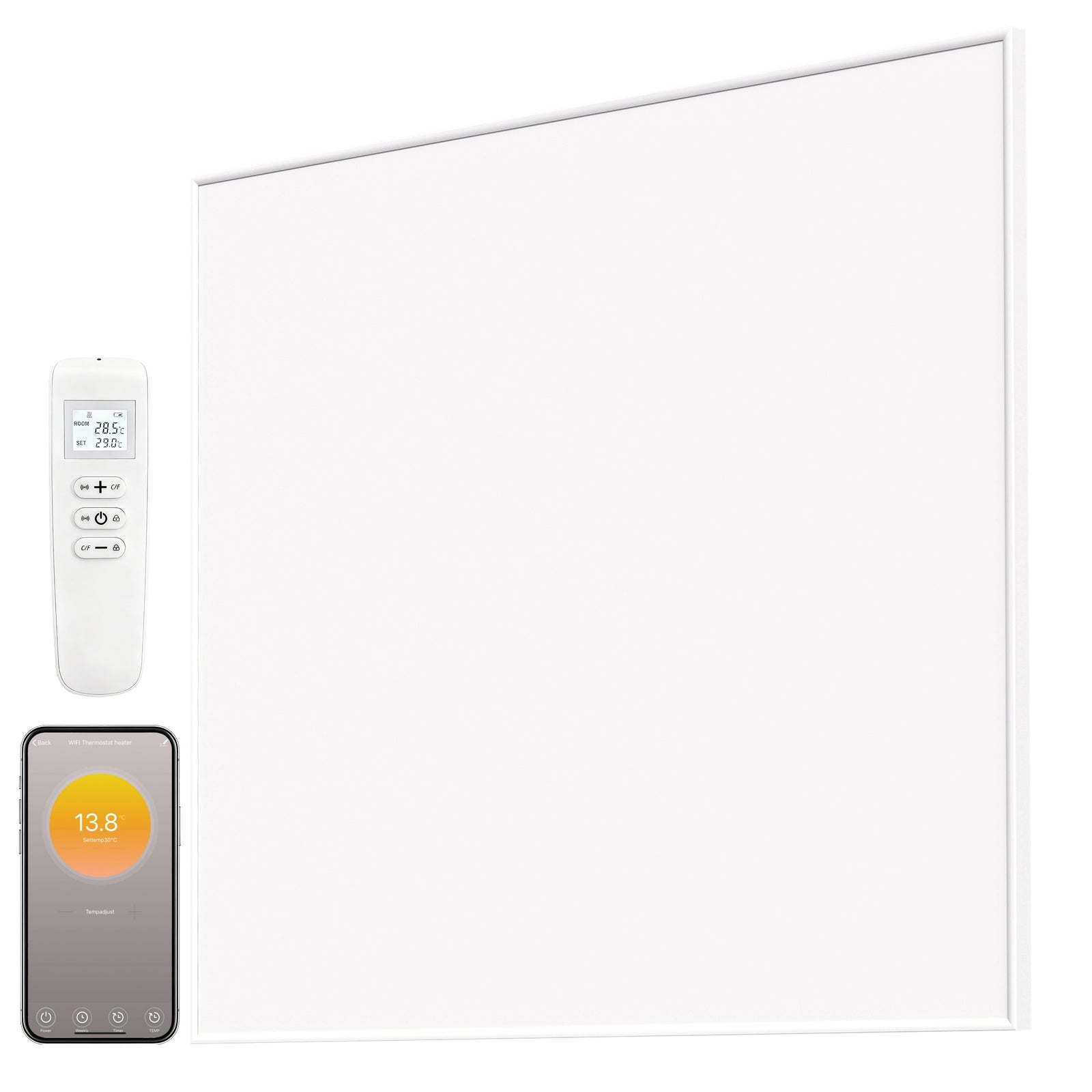 HOMCOM 170w Smart Electric Heater, Wall Far Infrared Panel Radiator, White