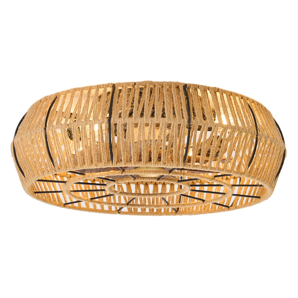 Breeins 50cm Dia Rattan Ceiling Fan Light With Remote Control,round Shape