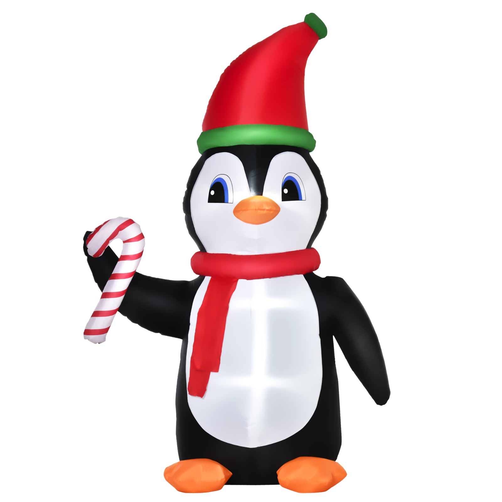 8ft Lighted Inflatable Christmas Penguin With Candy Cane