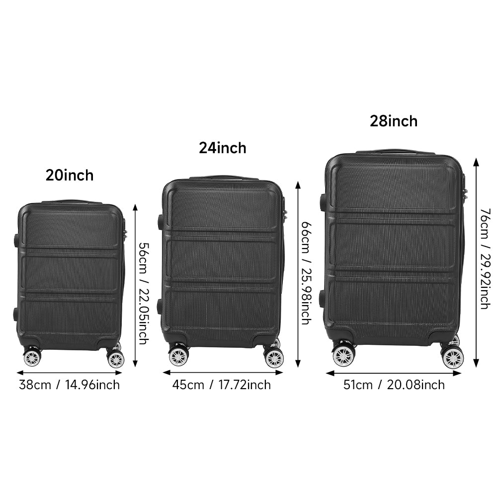 Lockable Travel Suitcase Set | Set of 3 | Black