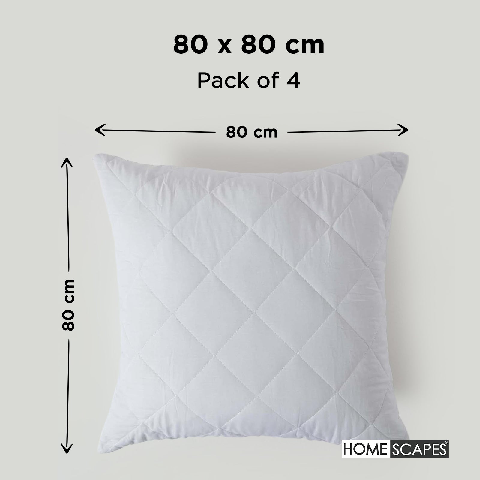 Cotton Rich Quilted Pillow Protectors | 80cm x 80cm | White