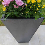Zinc Galvanised Tall Flared Tapered Square Planter | 40cm x 40cm x 90cm | Silver Black