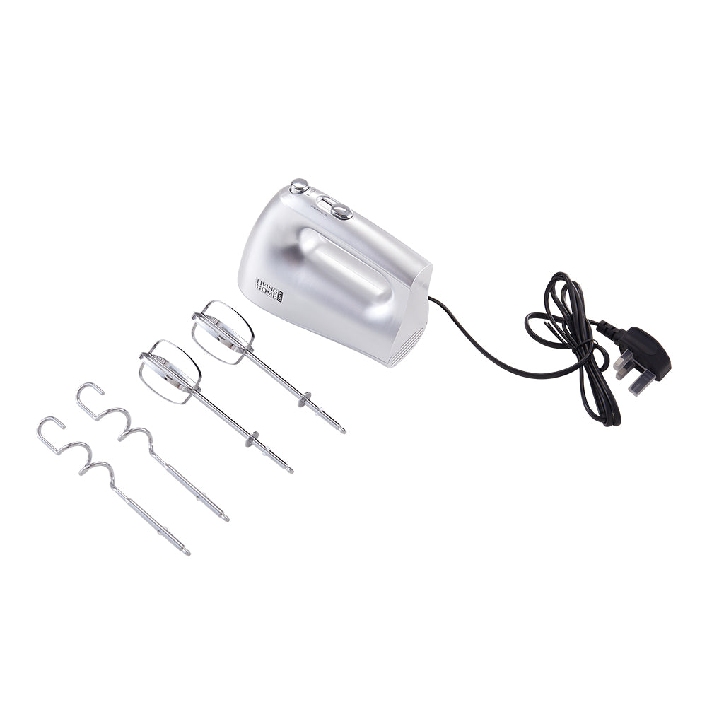 250w Silver Hand Mixer Electric Whisk With 5 Speeds