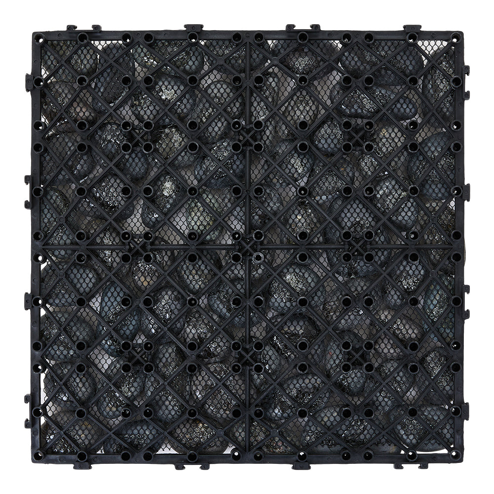 6pcs Interlocking Natural Stone Deck Tiles, 30x30cm Square Outdoor Patio Flooring, Durable Garden Pathway & Poolside Tiles | Grey