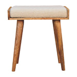 Solid Mango Wood Boucle Cream Tray Style Footstool