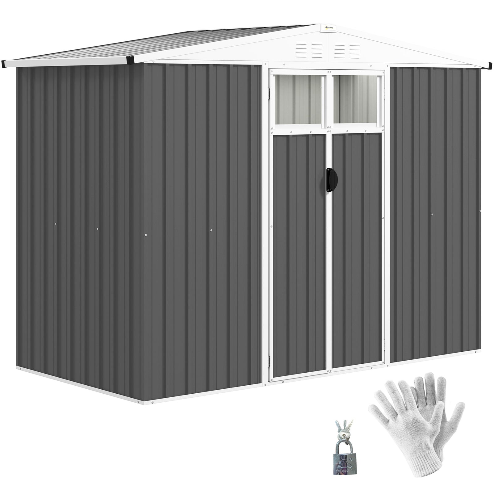 8 X 4 Ft Garden Storage Shed, Outdoor Metal Shed | Dark Gray