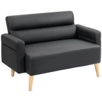 2 Seater Sofa Settee, Modern Faux Leather Couch With Wood Legs