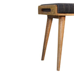 Solid Mango Wood Pewter Tweed Tray Style Footstool
