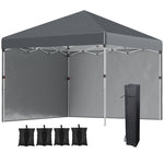 3x3 (m) Pop Up Gazebo Party Tent W/ 2 Sidewalls, Weight Bags | Dark Gray