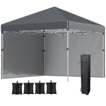 3x3 (m) Pop Up Gazebo Party Tent W/ 2 Sidewalls, Weight Bags | Dark Gray