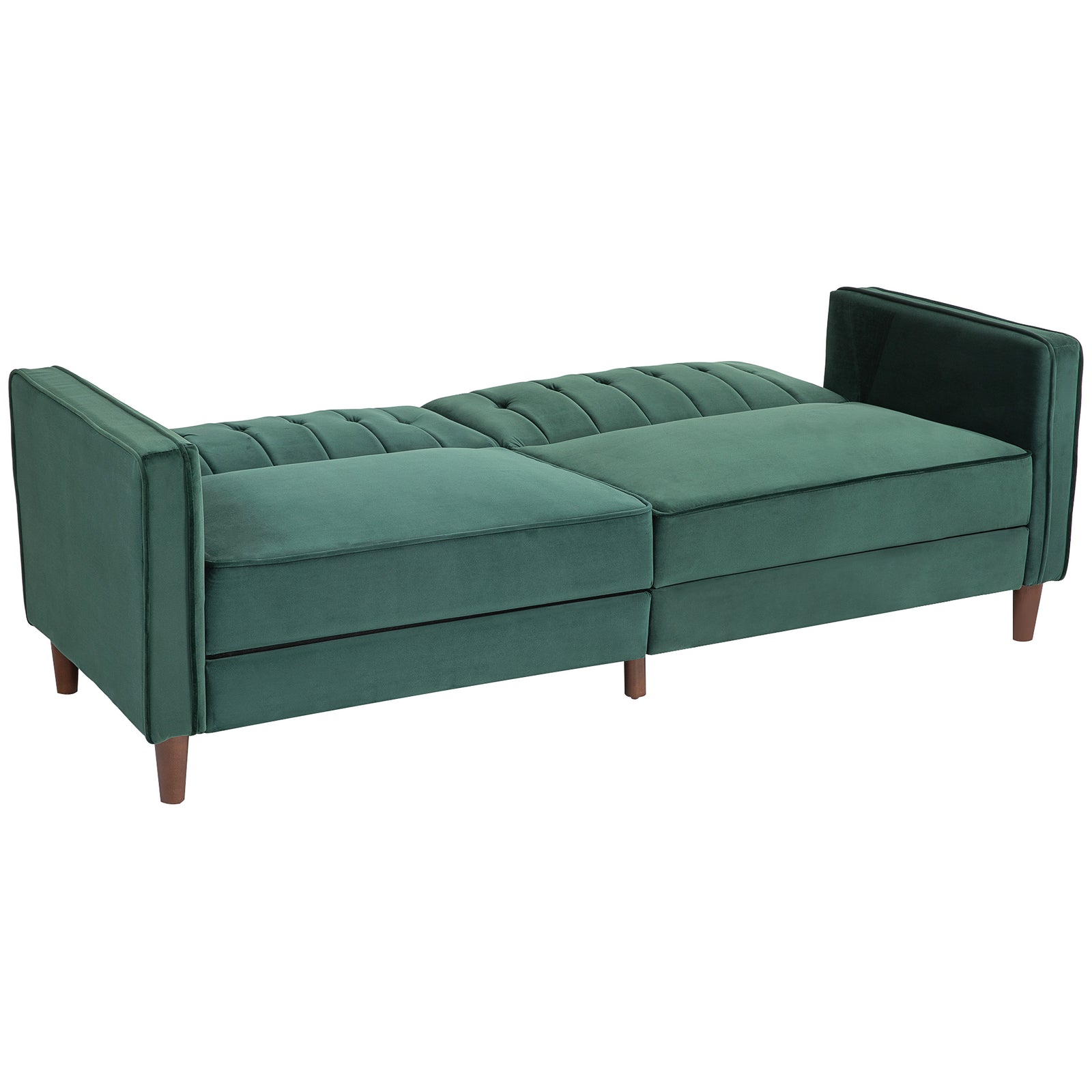 Convertible Sofa Futon Velvet Touch Tufted Couch Sofa Bed | One Size | Green