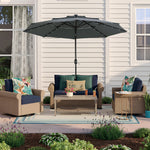 3m 3-tier Solar Led Patio Umbrella With 32 Led Lights, Crank Lift & Push-button Tilt Without Base