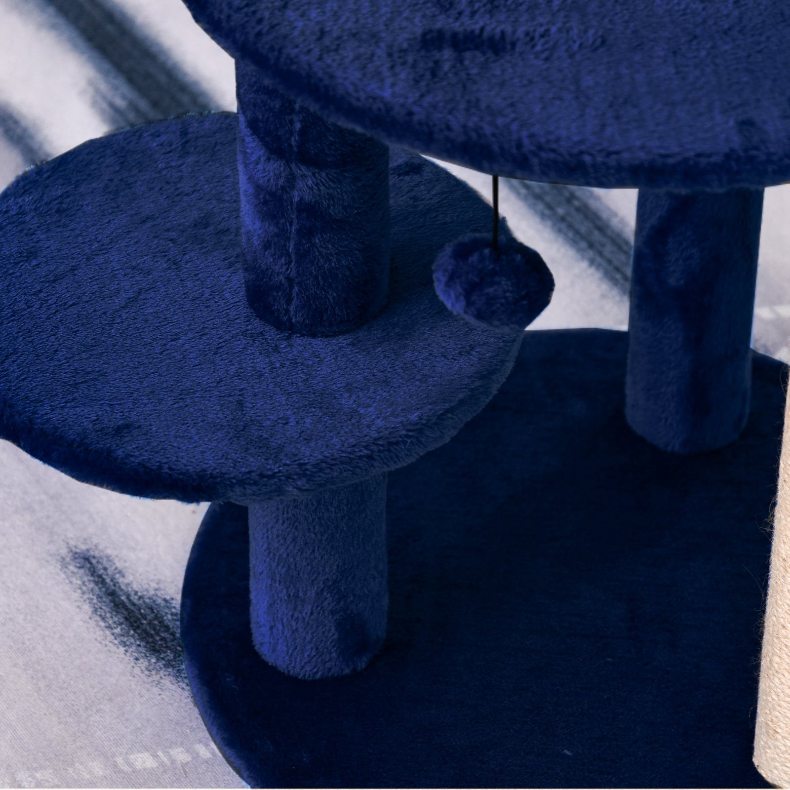 4 Tiers 104cm Cat Tree W/ Scratching Posts Perches  Hanging Ball | Royal Blue