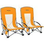 Set Of 2 Folding Beach Chair, Camping Chair With Carry Bag | Orange