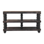 Spindle Shelf Console In Carbon Ash, 2 Open Shelf, Black Brown
