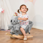 Kids Plush Ride-on Rocking Horse Koala-shaped Toy W/ Gloved Doll Grey