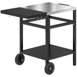 Bbq Trolley W/ Foldable Side Table, Movable Pizza Table
