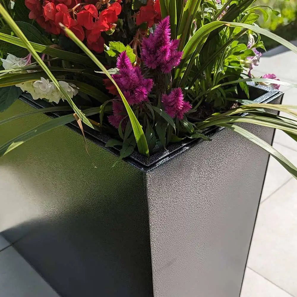 Long Zinc Galvanised Tall Trough Planter | 90cm x 30cm x 60cm | Silver Black