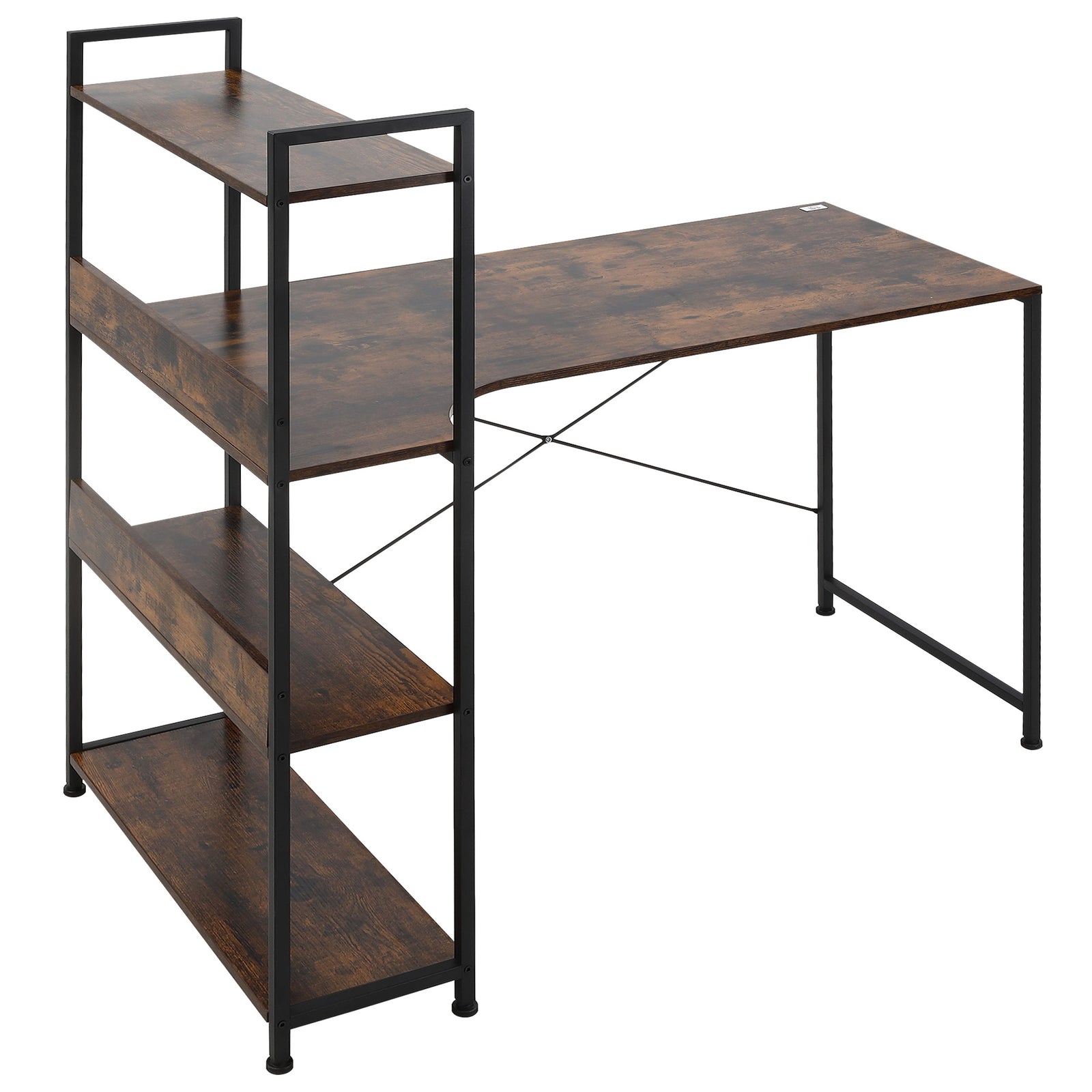Industrial Computer Table 4-tier Storage Shelf Metal Frame
