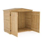 Solid Fir Wood Garden Storage Shed, Outdoor Wooden Cabinet With Double Doors & Sloped Roof, Waterproof Painted Tool Storage