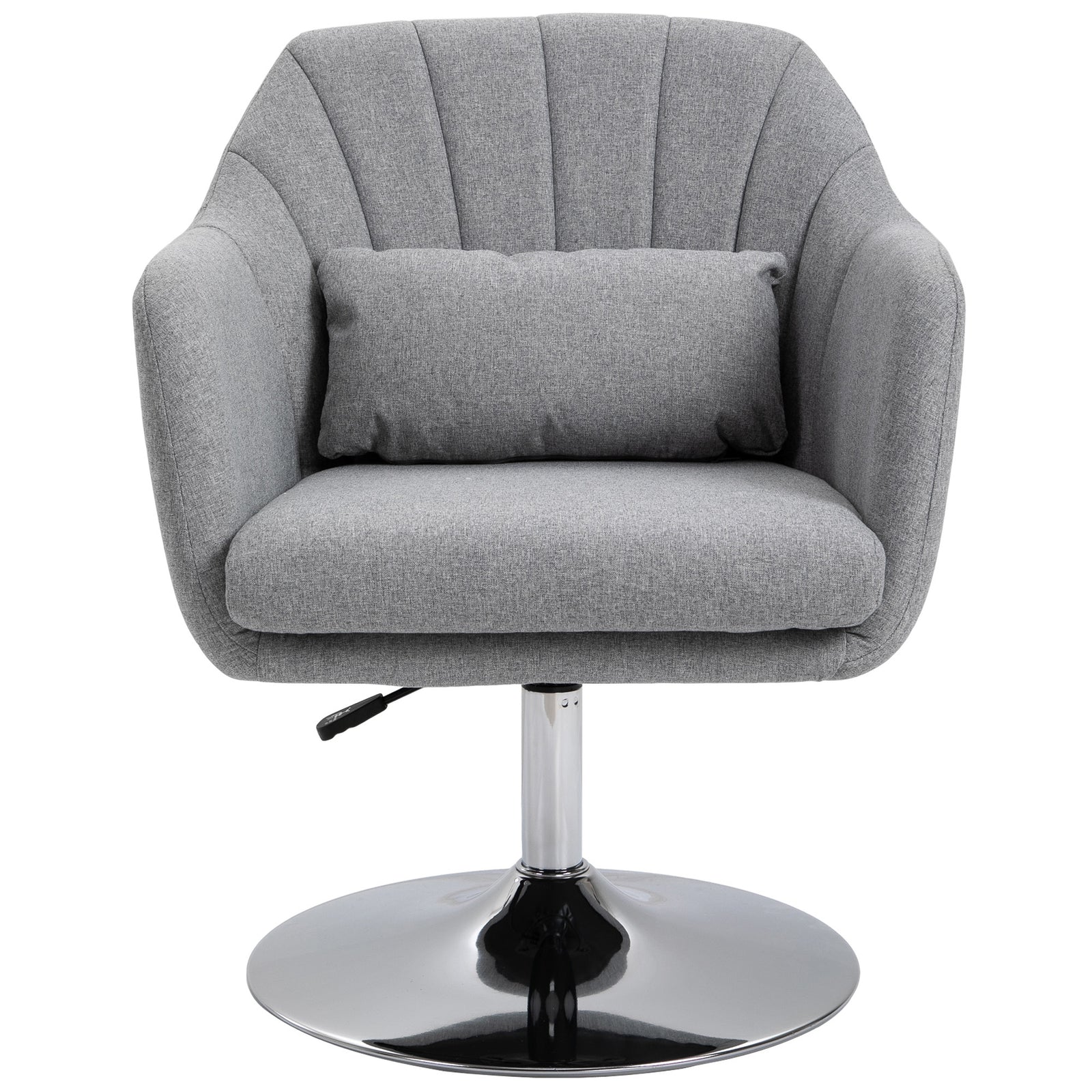 Stylish Retro Linen Swivel Tub Chair Steel Frame Cushion | One Size | Light Slate Gray