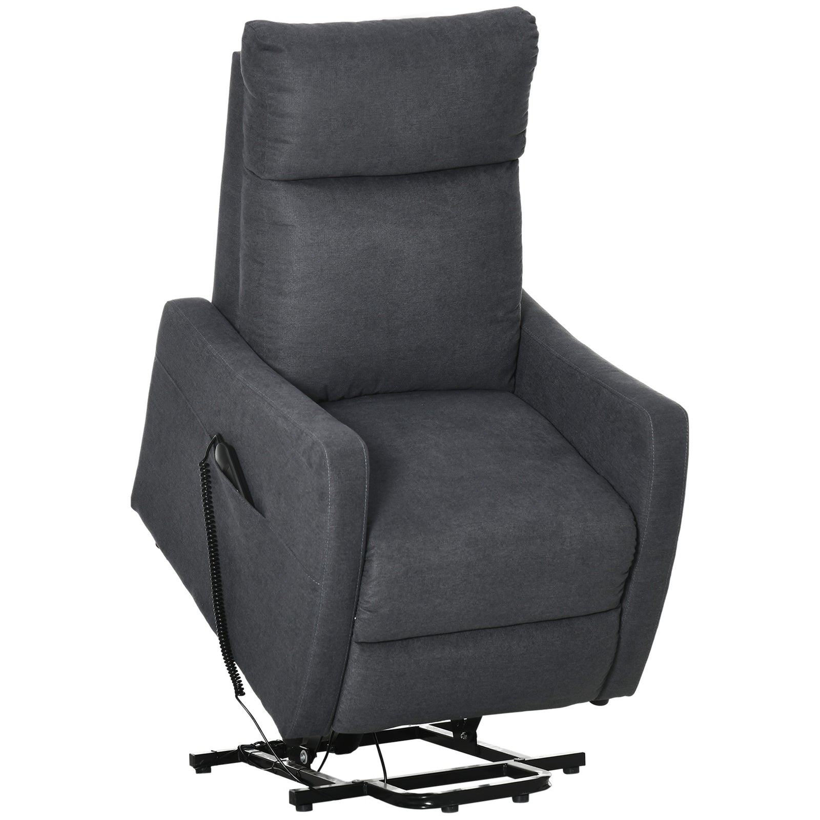 HOMCOM Power Lift Chair Fabric Electric W/ Side Pocket Grey