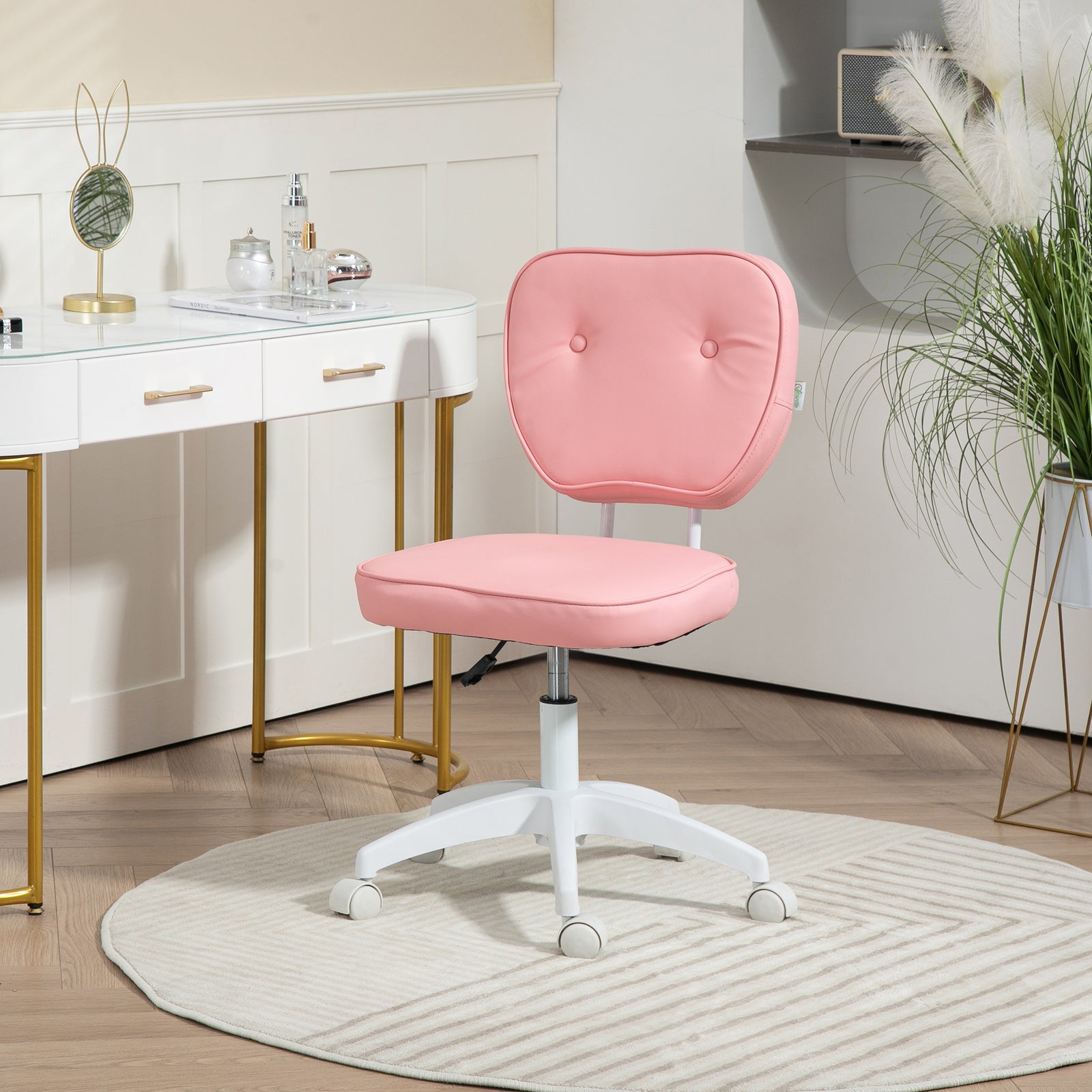 Small Pu Leather Office Chair Pink