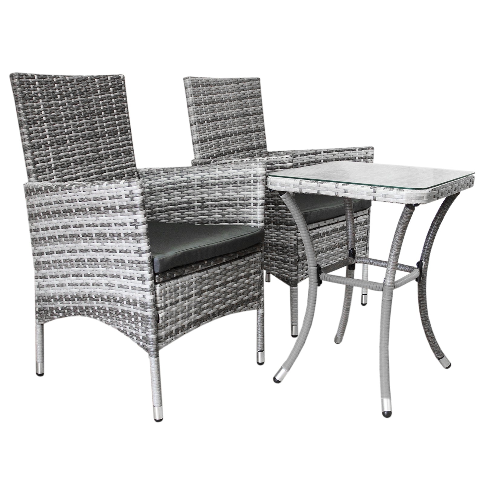 Rattan Bistro Set | Light Grey