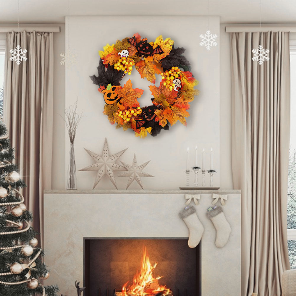 Realistic Halloween Decoration Wreath With Led Lights