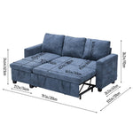 Breeins Blue Chenille Sofa Bed With Storage, Convertible Sleeper Sofa Couch For Living Room