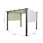 3m*3m*2.4m H Outdoor Pergola With Retractable & Pa-coated Polyester Canopy,heavy-duty Metal Frame Patio Gazebo For Backyard Or Garden