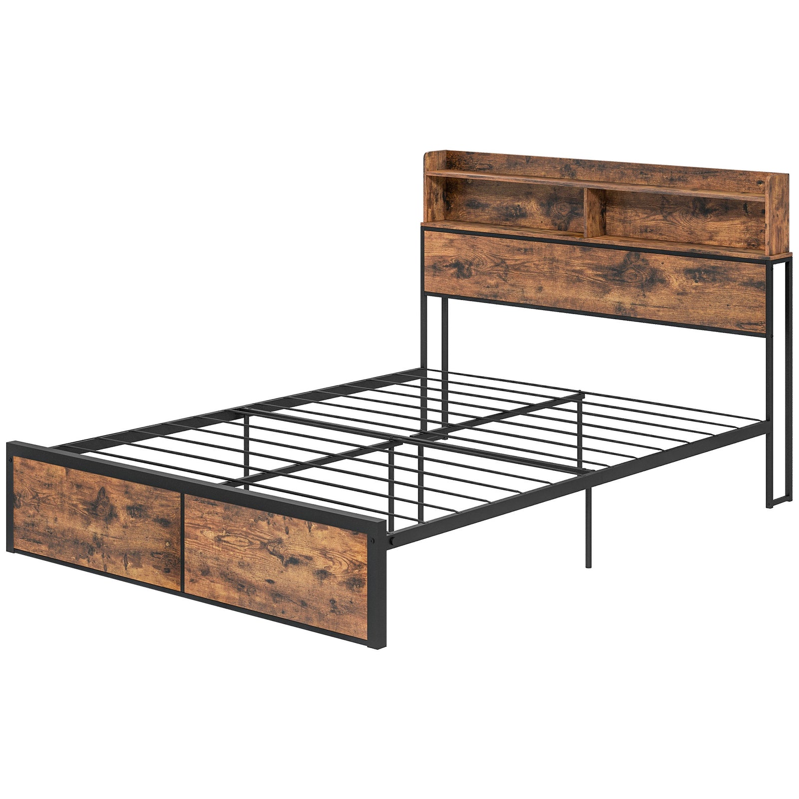 Single/double/king Bed Frame With Storage Headboard | King | Brown