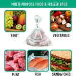 Certified Compostable Food & Freezer Bags Pack 2 Litre X 4 (140 Bags Total)