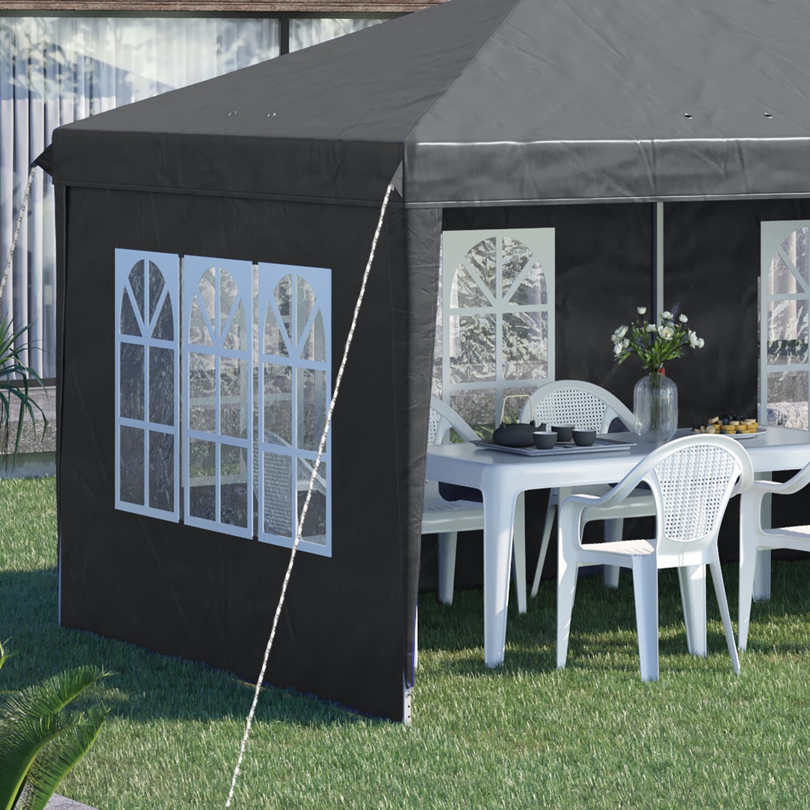 3 X 6m Garden Pop Up Gazebo, Height Adjustable | Grey