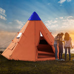 6 Man Tent Metal Poles Water-resistant Walls Windows Door | Orange