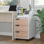 Mdf Mobile File Cabinet With 3 Drawers Locking Wheels | One Size | Brown