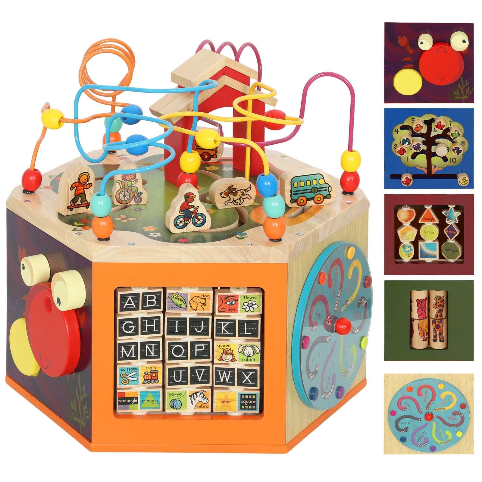 AIYAPLAY Wooden Activity Cube, 8 In 1 Baby Activity Cube Toys For 18m+