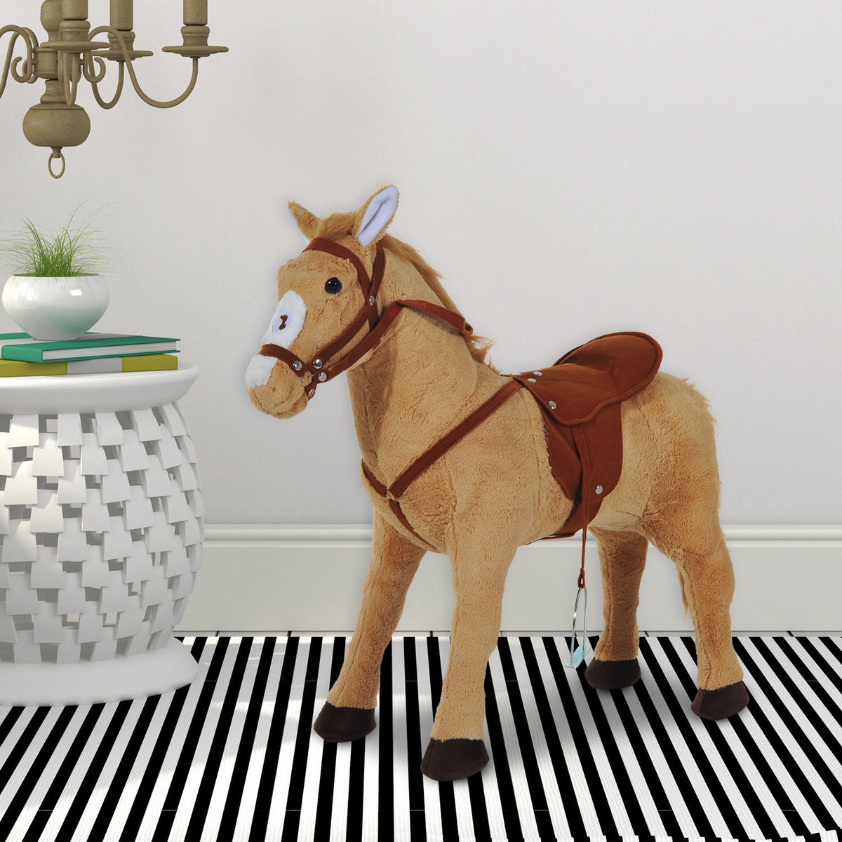 Children Standing Horse Plush Soft Ride On Toy Pony Kids Cuddly Game Play