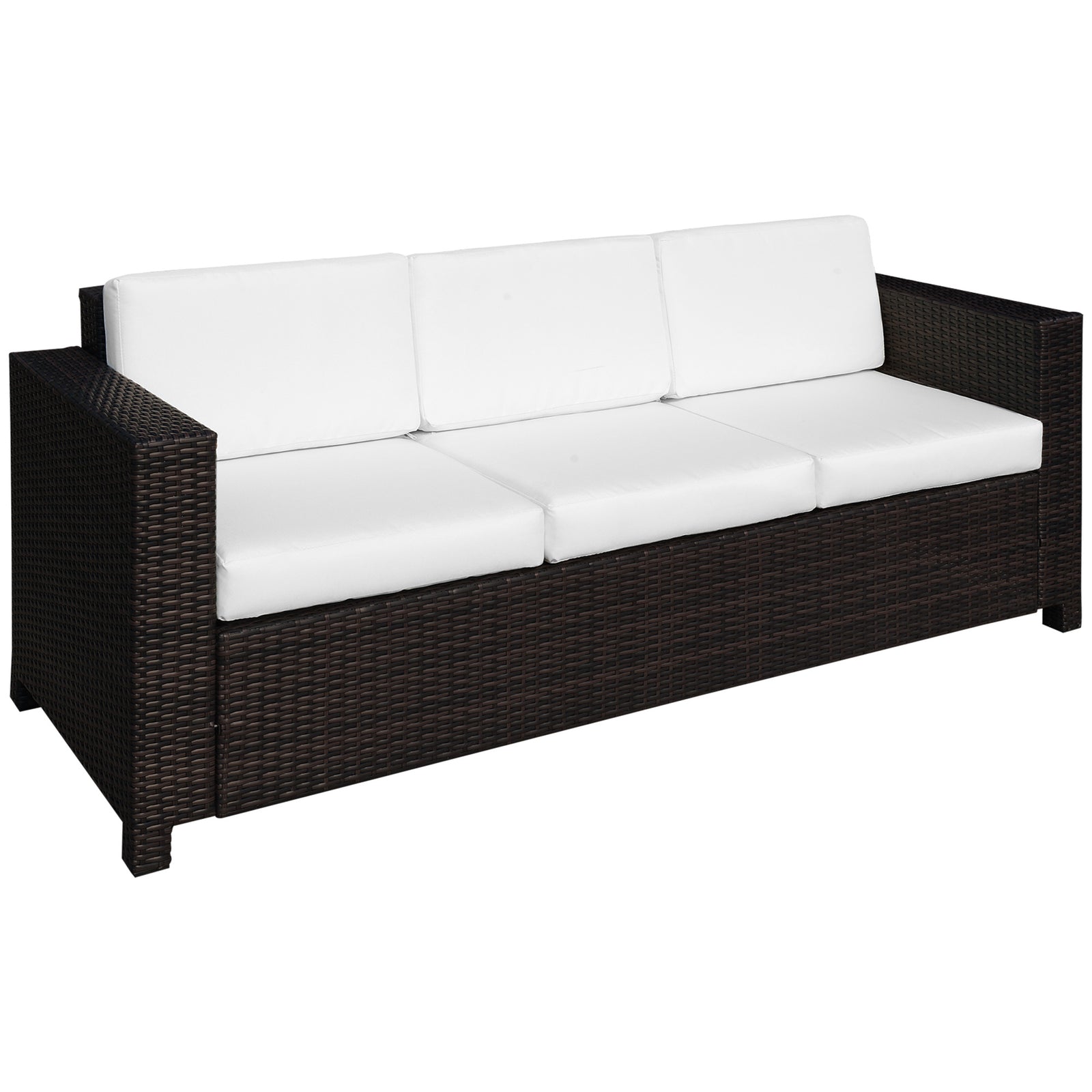 Rattan Garden Furniture Weave Wicker 3-seater Sofa W/cushion | Brown