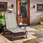 Pe Rattan Sun Lounger W/ Backrest & Wheels