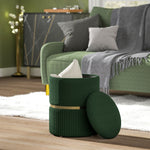 Round Pouffe, Hidden Space, Cushioned Top | Dark Gray